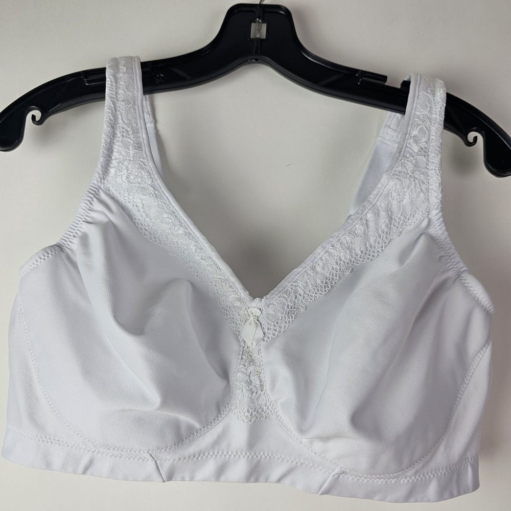Glamorise Womens 40C Bra White Cotton Front Closure Underwire Support 6025 0423